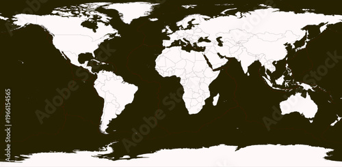 Outline of the map of tectonic plates in the world Vector Map for Reuse 