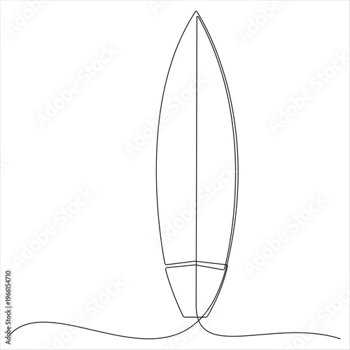 Continuous line art drawing of surfing boards 