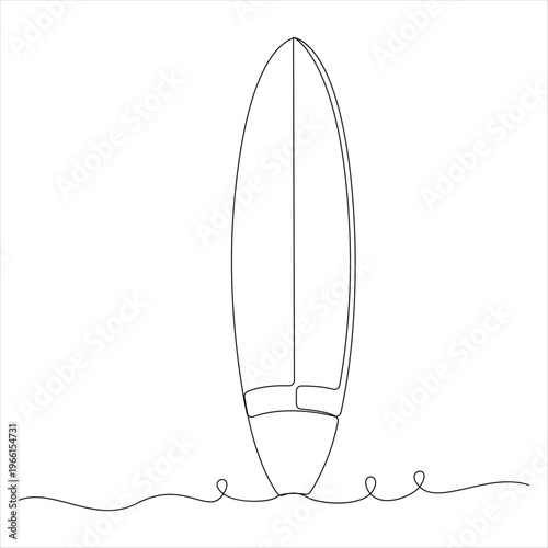 Continuous line art drawing of surfing boards 