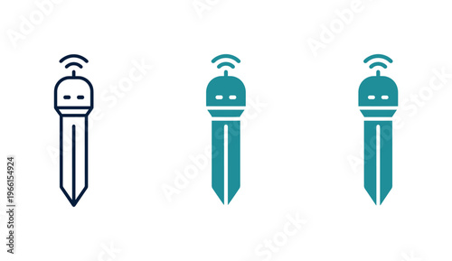 Wireless soil moisture sensor probe icons for smart agriculture and environmental monitoring