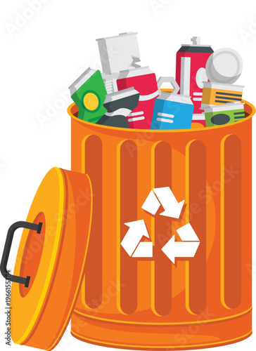 Orange Recycling Bin For Metal Cans