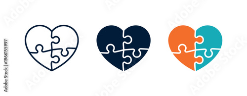 Interlocking puzzle pieces forming a heart shape symbolizing connection and unity