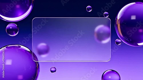 Purple glass spheres and transparent panel