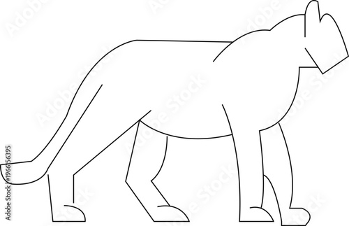 Minimalist geometric panther line art vector, modern wild cat silhouette icon, sleek predatory animal outline for branding and logo design