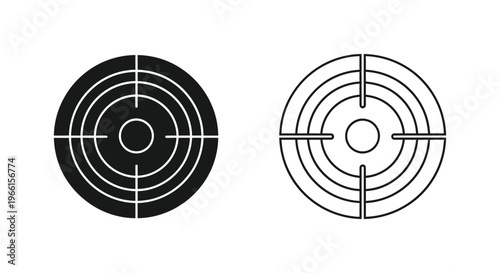black and white targets with concentric circles and crosshairs Vector