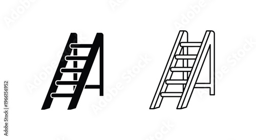 a black and white drawing of two ladders Vector