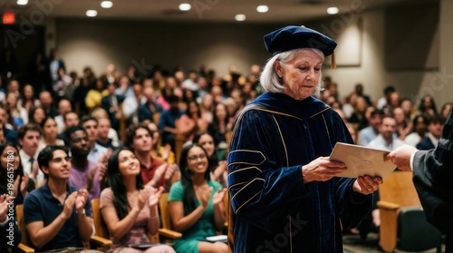 Wallpaper Mural Woman in academic gown receiving diploma during university graduation ceremony Torontodigital.ca
