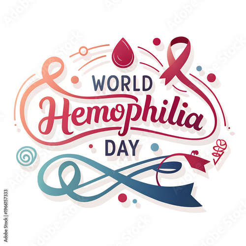 World hemophilia day ribbon and drop art.