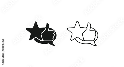 black and white thumbs up with star ratings Vector