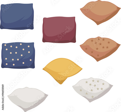 Colorful decorative pillow and polka dot cushion vector set for home and interior decor