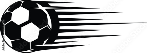 Flying Soccer Ball with Speed Motion Lines Silhouette