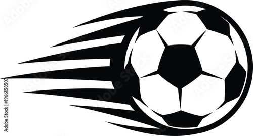 Action Soccer Ball Flying Silhouette with Speed Trails