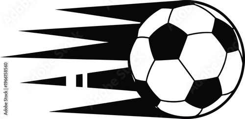 Soccer Ball Goal Shot with Motion Blur Trail Silhouette