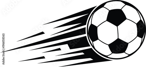 High Velocity Soccer Ball Silhouette with Motion Lines