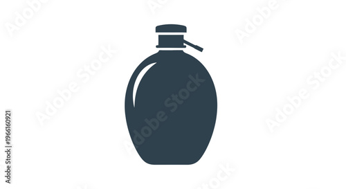 Dark Gray Metal Flask with Cap.