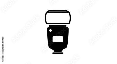 Simple Black Camera Flash Unit Illustration.