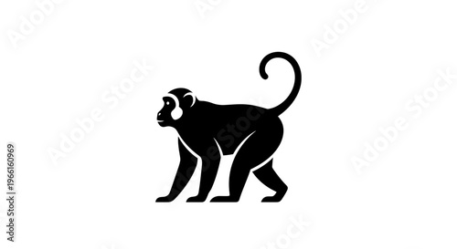 Black Silhouette of a Monkey.
