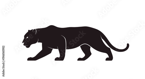 Black Panther Silhouette Walking Profile View.