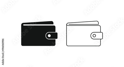 a black and white wallet with a clip Vector