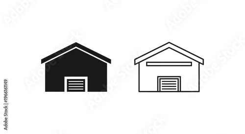 simple black and white house icons with gable roofs Vector