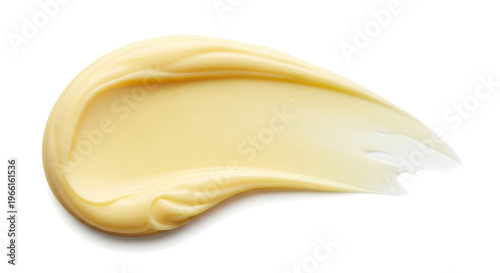 Cream texture, light yellow smear on transparent background 