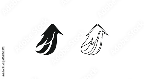 a pair of black and white arrows pointing upwards Vector