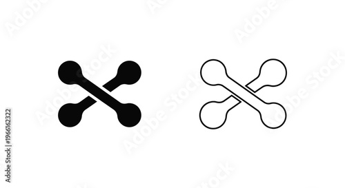 a pair of dog bones in black and white Vector