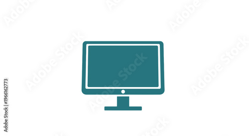 Teal Computer Monitor Icon on White.