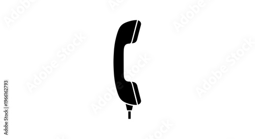 Black Retro Telephone Receiver on White.
