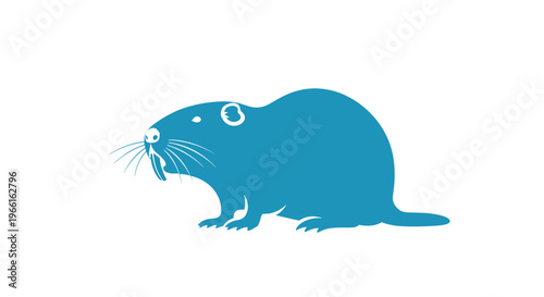 Blue Rat Illustration Simple Design.