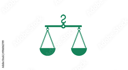 Green Scale Icon Symbolizing Balance and Justice.