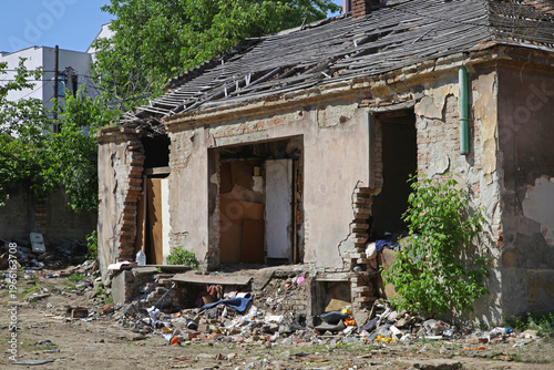 Abandoned House Ruin Ready for Demolition in City