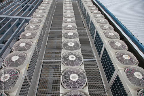 Central Air Conditioners Condenser Units at Building Rooftop Hvac