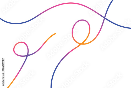 Abstract flowing lines with vibrant color gradients and elegant loops on a white background Vector