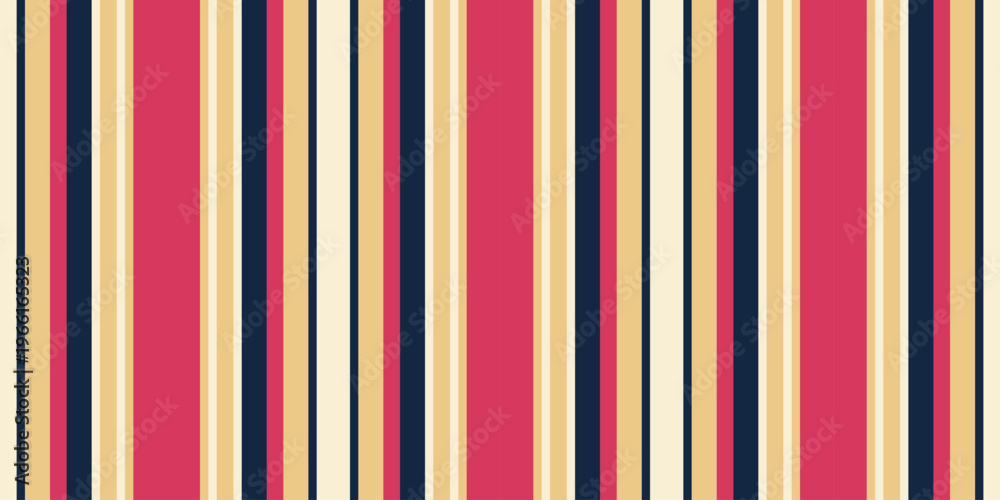 Fototapeta premium Vibrant vertical stripes in pink, beige, and navy create a bold, retroinspired pattern. Ideal for textile design, website backgrounds, or adding a touch of vintage chic to any project.