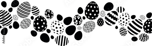 Festive easter day background black and white easter egg silhouette pattern for spring celebrations