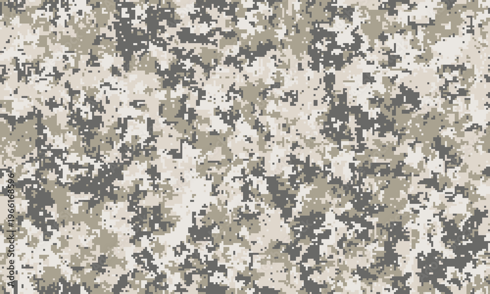 Fototapeta premium Abstract digital camouflage pattern. Neutral tones blend seamlessly for versatile design applications website backgrounds, apparel prints, militarythemed projects, or textured overlays.