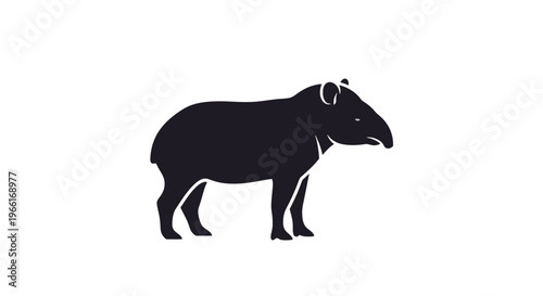 Tapir Silhouette Animal Profile Illustration.