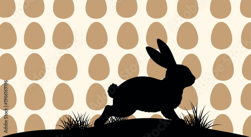 Adobe Illustrator Artwork Easter day silhouette adorable bunny with easter egg background festive spring celebration