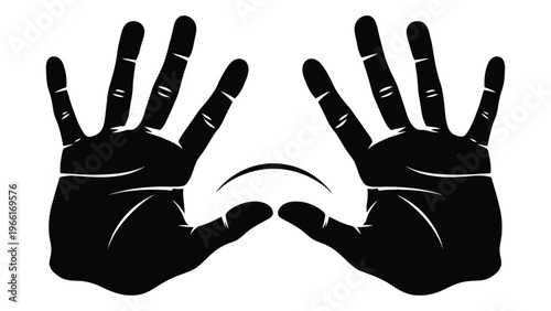 Black silhouette of two hands forming a heart shape with a curved line