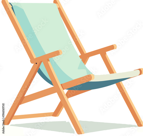  Silla de playa de madera con tela clara en estilo minimalista.
