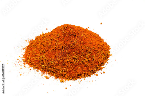 Cajun seasoning spices pile isolated on white background