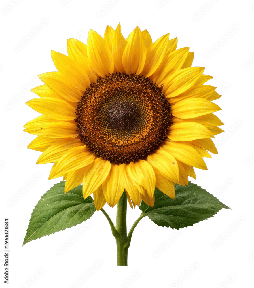 Obraz premium PNG Vibrant sunflower on white background.