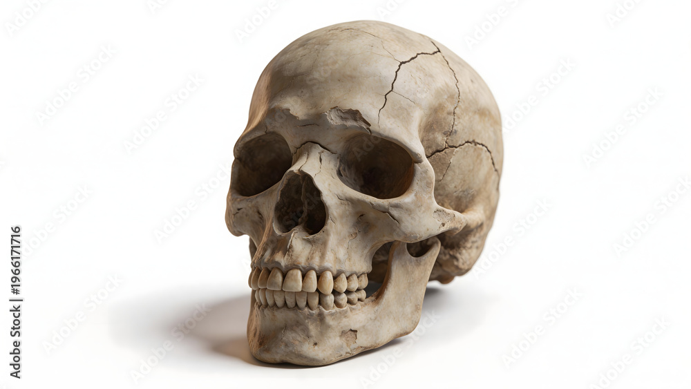 Fototapeta premium Human skull on white background