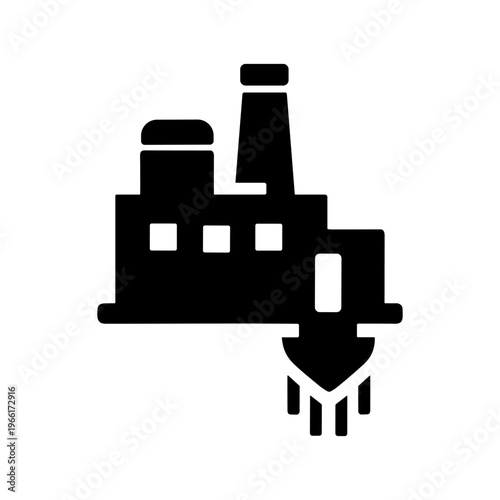 Factory environmental damage pollution waste icon solid black vector illustration