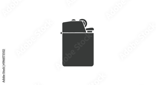 Black Metal Lighter with Open Lid.