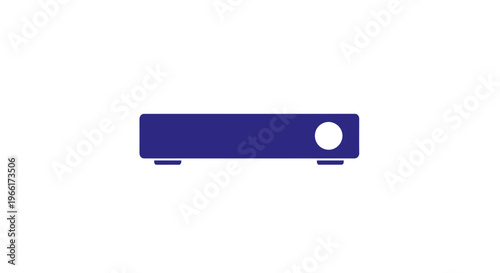 Blue Soundbar with White Circle Button.