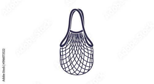 Black Mesh Shopping Bag on White Background.