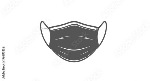 Simple Black and White Face Mask Illustration.