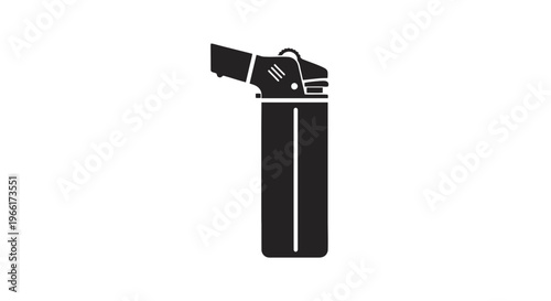 Black Metal Lighter with Open Lid.